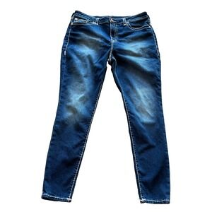 True Religion Jennie Curvy Skinny Jeans Womens 36 Dark Wash Contrast Stitch Pink